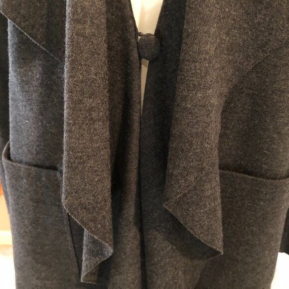 Kay Unger New York Designer Waterfall Detail Wool Coat Charcoal Grey Sz 12 - Picture 3 of 6